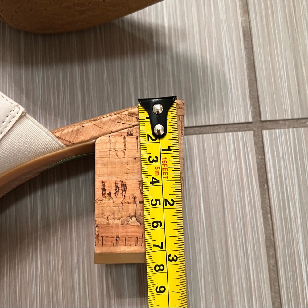 NWT Calvin Klein White Cork Clemence Sandal mule 9.5 summer vacation block heel - Picture 6 of 9